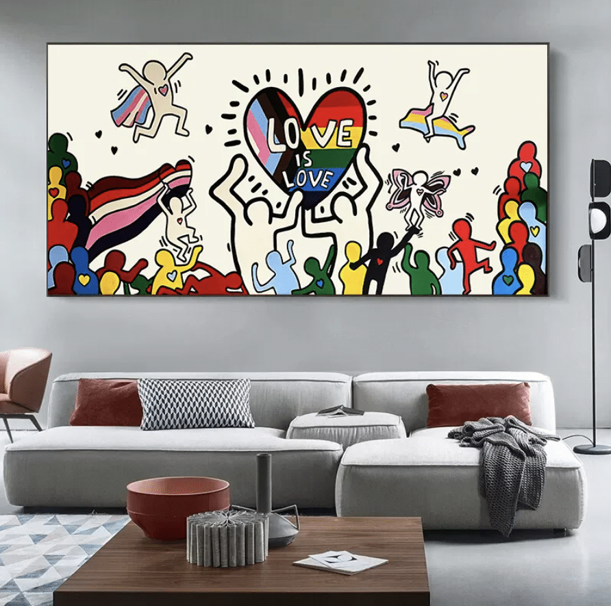 Love is love Haring canvas print canvas