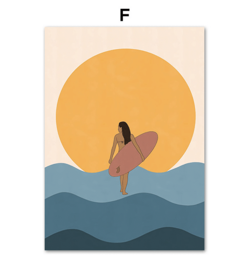 Surf at sunset minimal