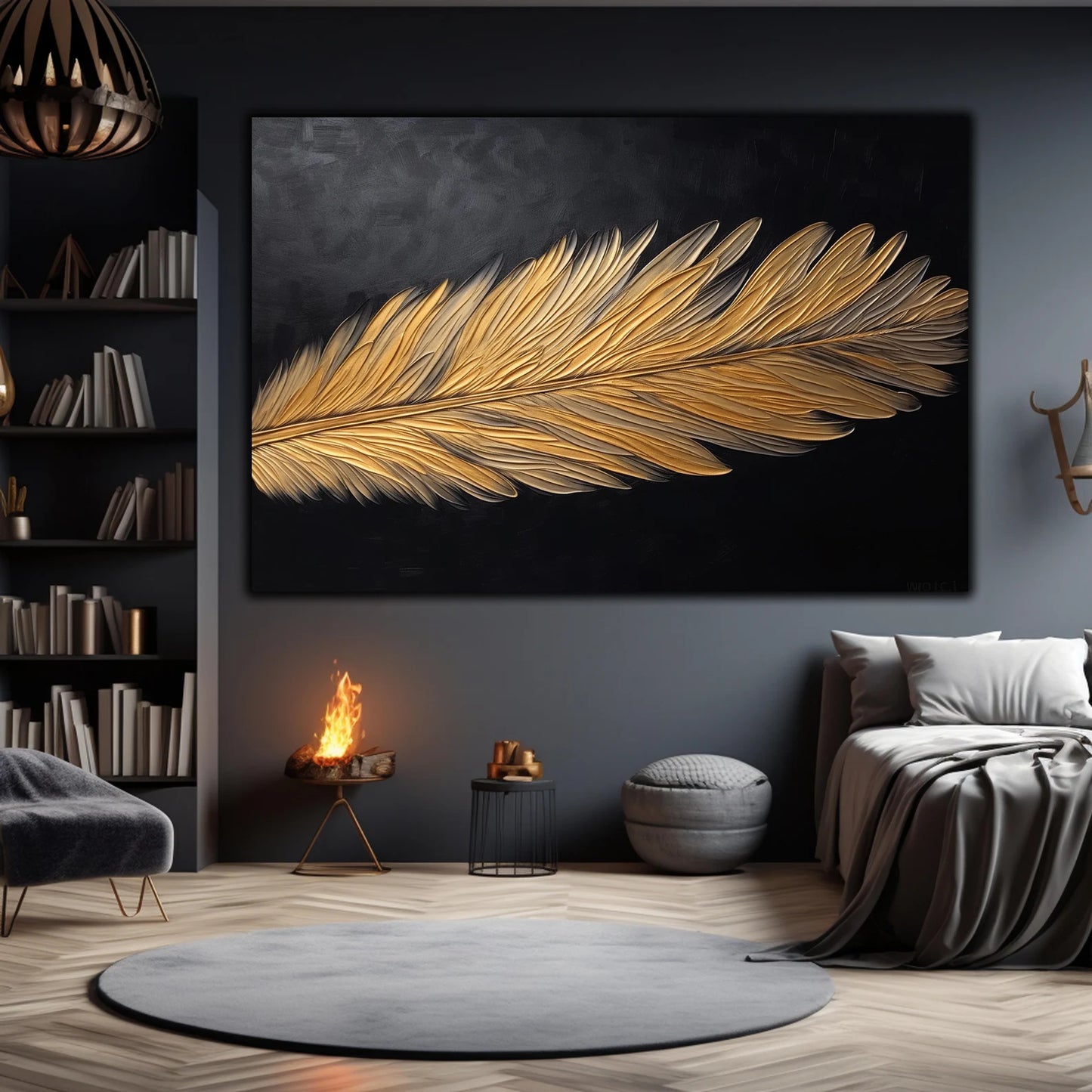 Gold & Black Feather