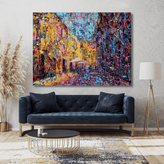 Colored city in oil