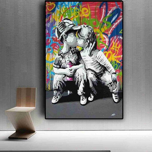 Love between children - Banksy graffiti