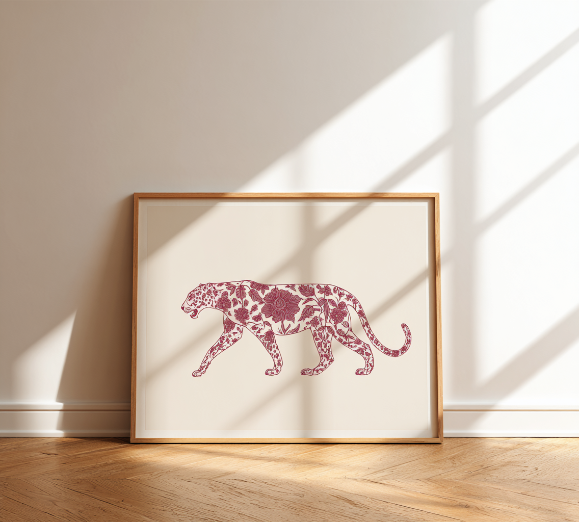 Pantera elegante fiorita