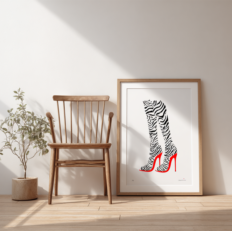 Red heel zebra tights