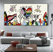 Love is Love Haring Stampa Tela Canvas