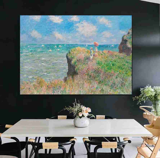 Walk on the cliff in Pourville - Monet