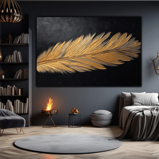 Gold & Black Feather