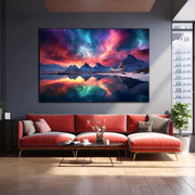 Aurora Boreale rosa e azzurra