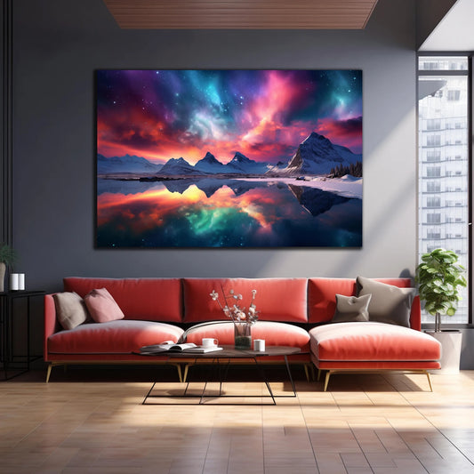 Aurora Boreale rosa e azzurra